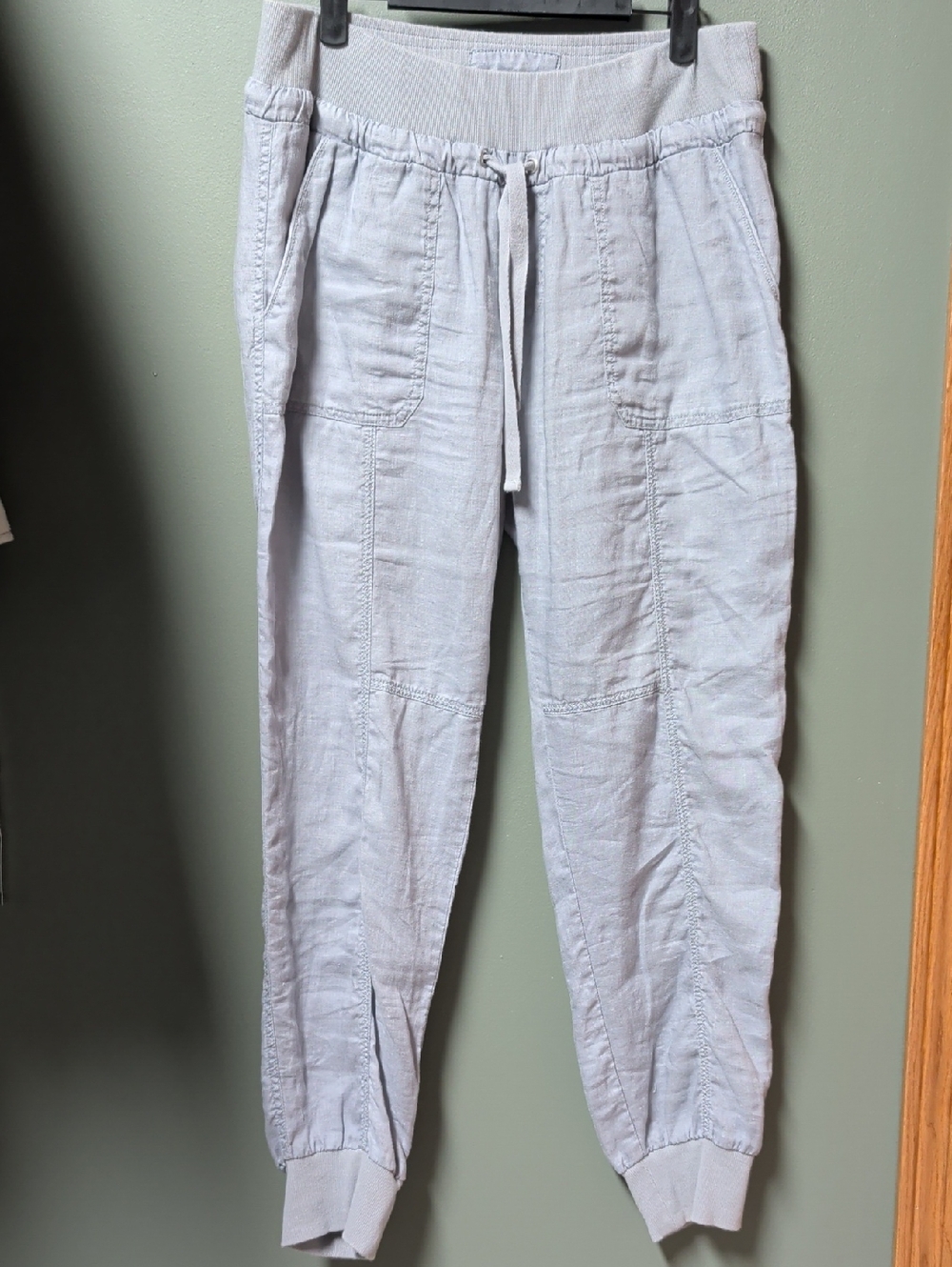 Calvin Klein 100% linen Women's Medium Joggers light blue/gray